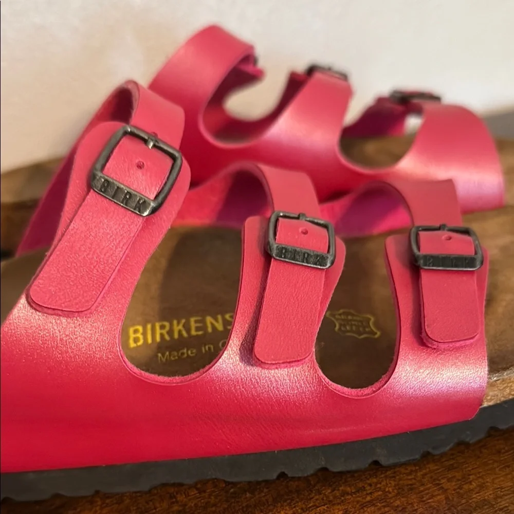 Birkenstock Metallic Pink Florida Triple-Strap Sandals Size 39 - Picture 5 of 12